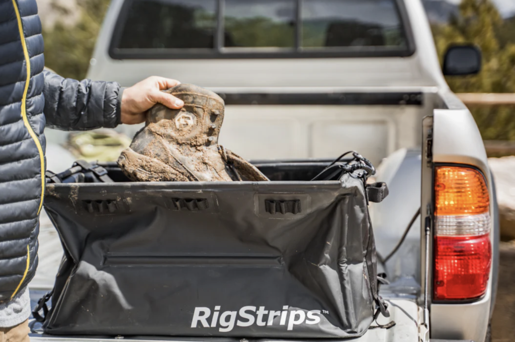 Grab a MudBucket from RigStrips to help keep the car clean during your camp trip 
